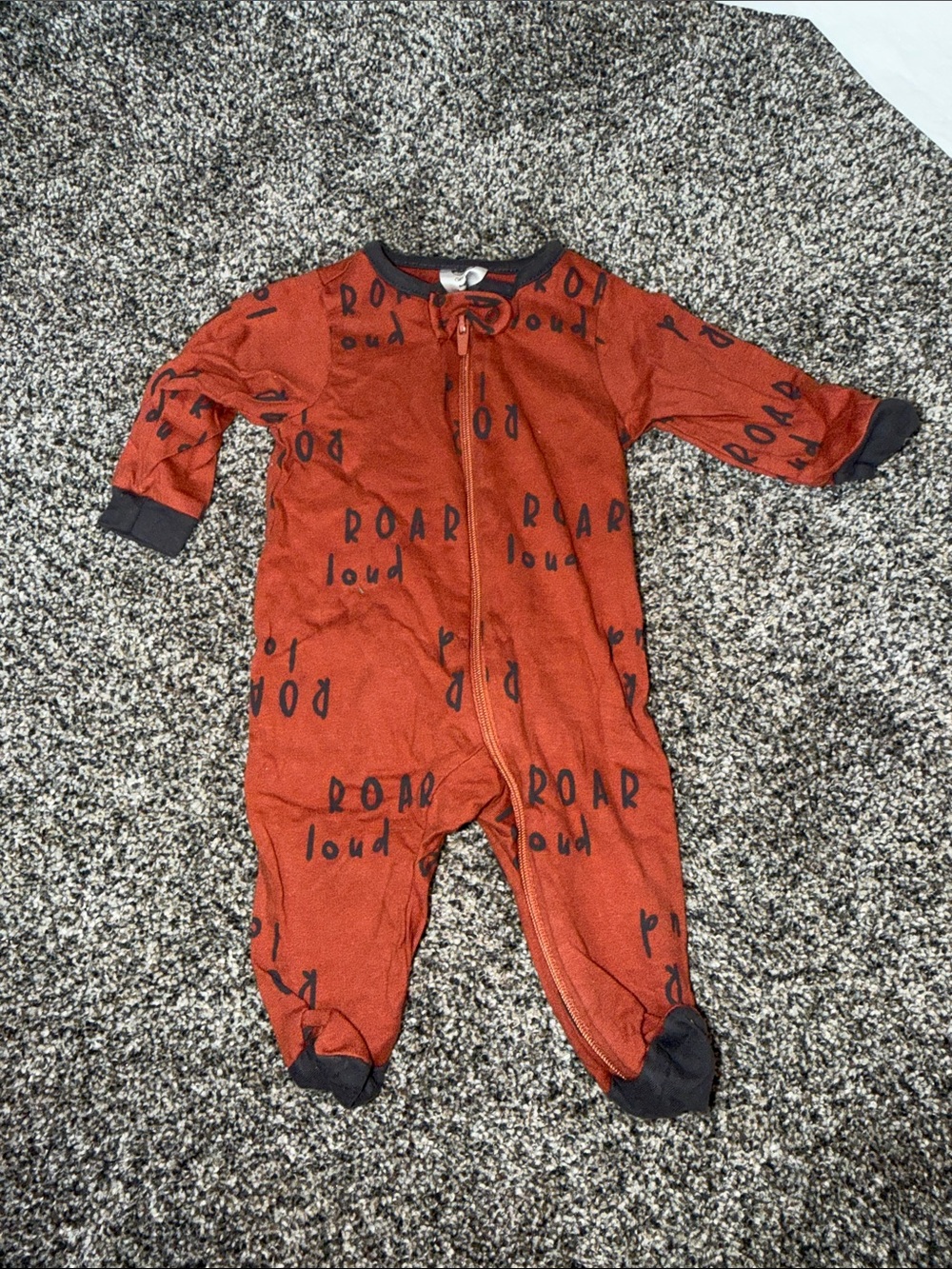 Gerber Rust Red 'ROAR' Footed One-Piece with Black Accents